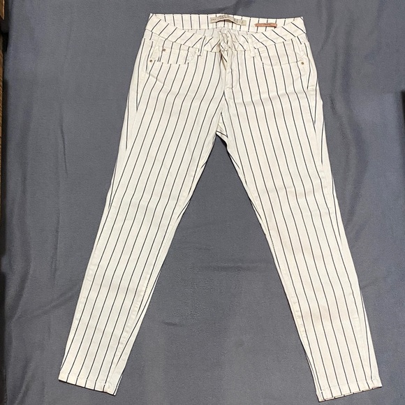 Zara White Skinny Pants with Black Stripes - Picture 1 of 3